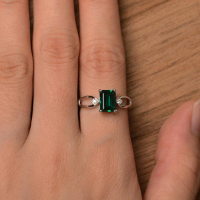 Emerald Cut Emerald Promise Rings - Palmary