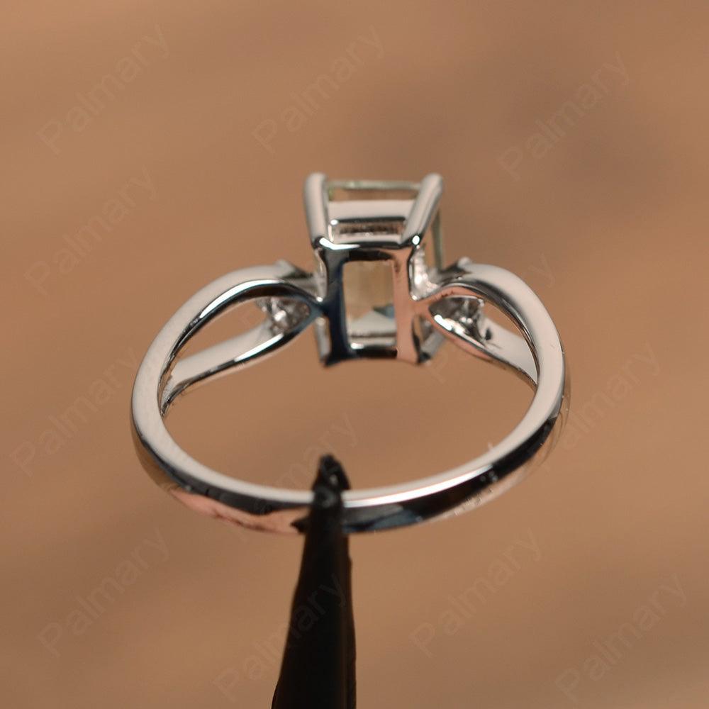 Emerald Cut Green Amethyst Promise Rings - Palmary