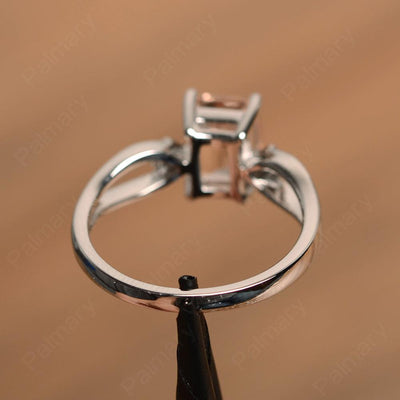 Emerald Cut Morganite Promise Rings - Palmary