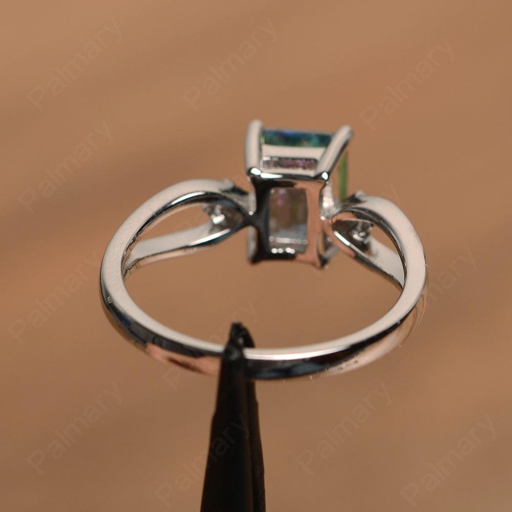 Emerald Cut Mystic Topaz Promise Rings - Palmary