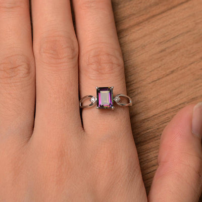 Emerald Cut Mystic Topaz Promise Rings - Palmary