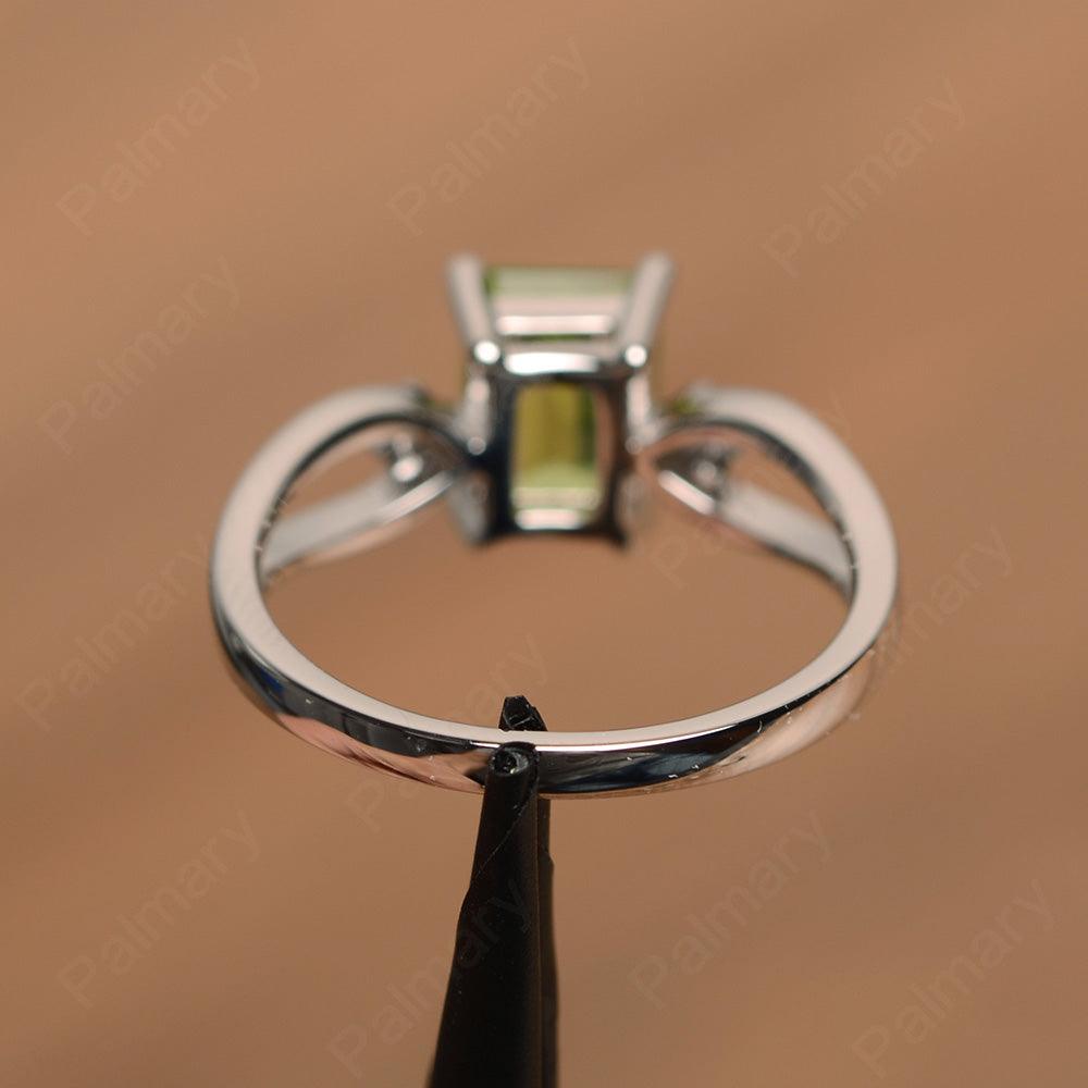 Emerald Cut Peridot Promise Rings - Palmary
