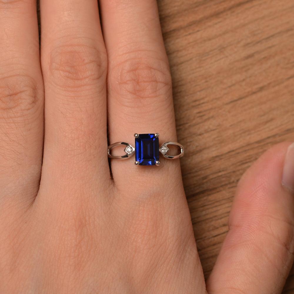 Emerald Cut Sapphire Promise Rings - Palmary