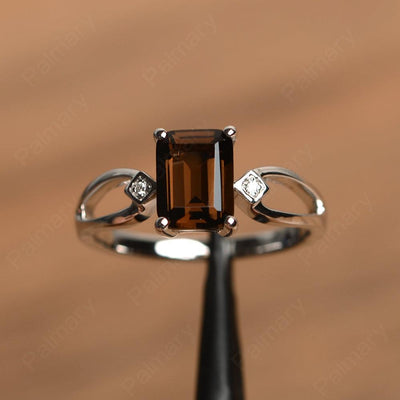 Emerald Cut Smoky Quartz  Promise Rings - Palmary