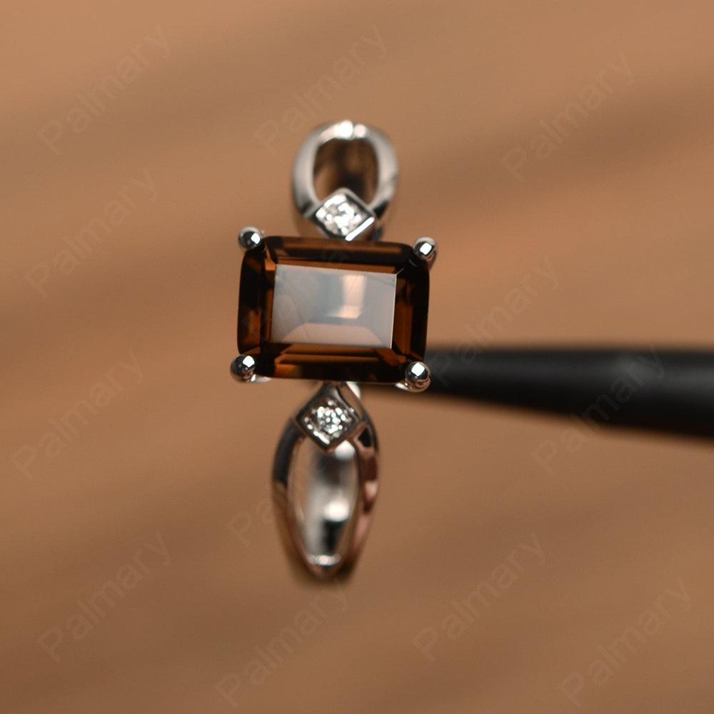 Emerald Cut Smoky Quartz  Promise Rings - Palmary