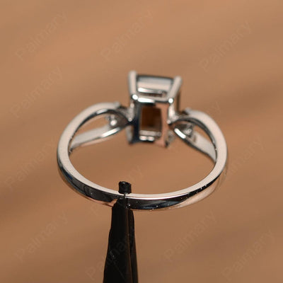 Emerald Cut Smoky Quartz  Promise Rings - Palmary