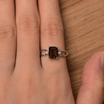 Emerald Cut Smoky Quartz  Promise Rings - Palmary