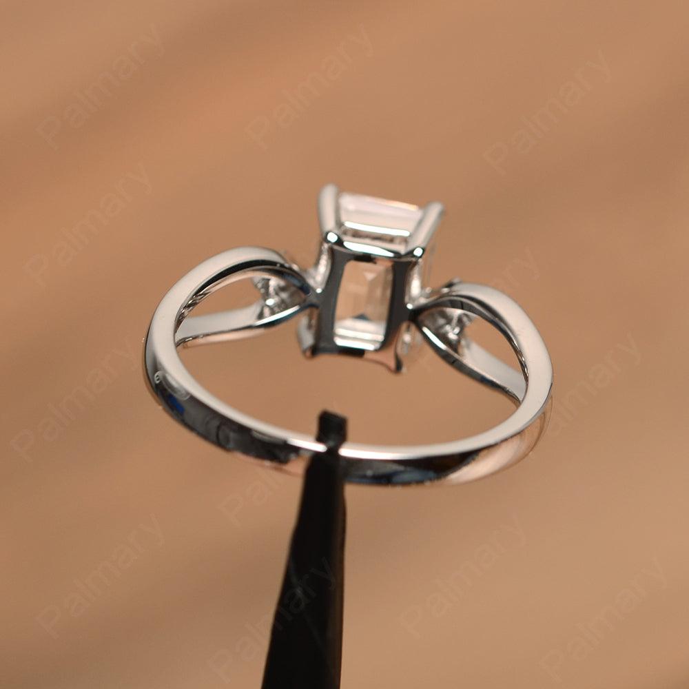 Emerald Cut White Topaz Promise Rings - Palmary