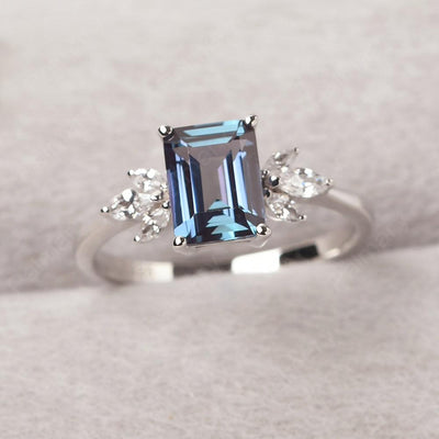 Emerald Cut Alexandrite Ring Sterling Silver - Palmary