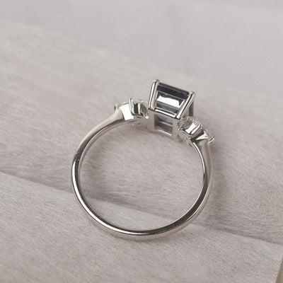 Emerald Cut Alexandrite Ring Sterling Silver - Palmary