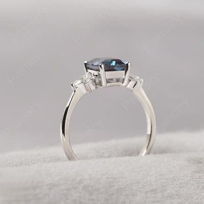 Emerald Cut Alexandrite Ring Sterling Silver - Palmary