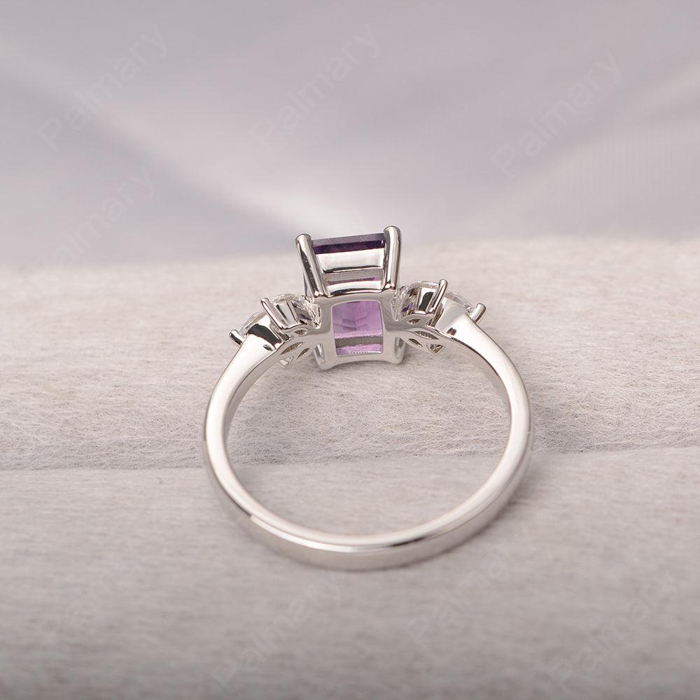 Emerald Cut Amethyst Ring Sterling Silver - Palmary