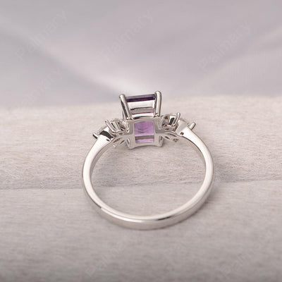 Emerald Cut Amethyst Ring Sterling Silver - Palmary