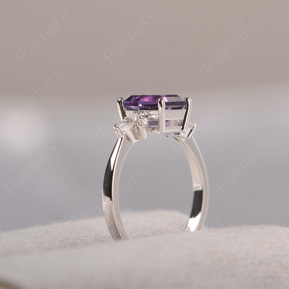 Emerald Cut Amethyst Ring Sterling Silver - Palmary