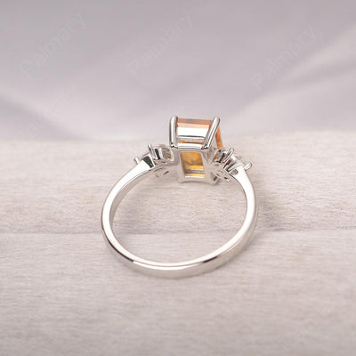 Emerald Cut Citrine Ring Sterling Silver - Palmary