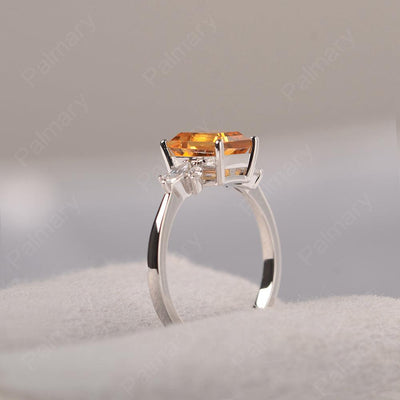 Emerald Cut Citrine Ring Sterling Silver - Palmary