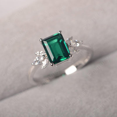 Emerald Cut Emerald Ring Sterling Silver - Palmary