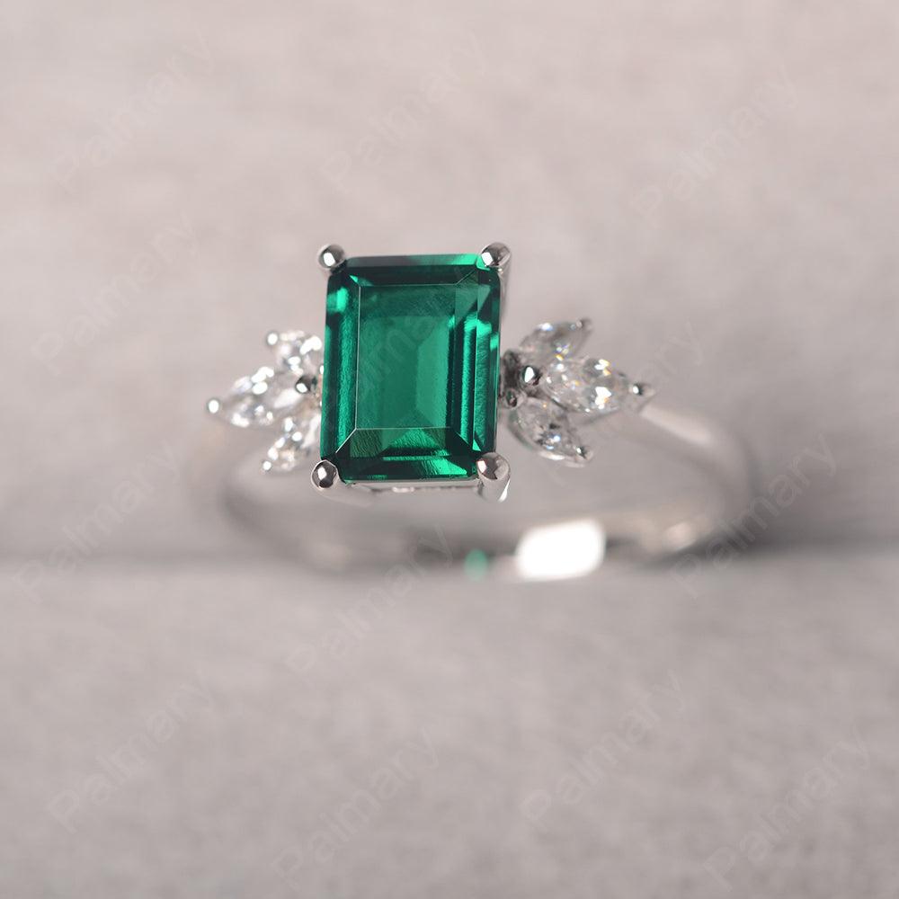 Emerald Cut Emerald Ring Sterling Silver - Palmary