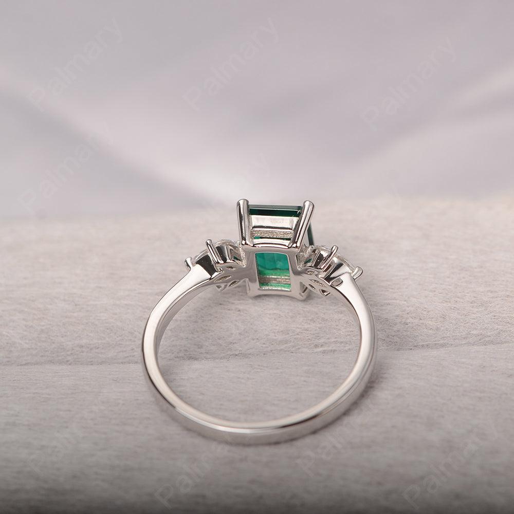 Emerald Cut Emerald Ring Sterling Silver - Palmary
