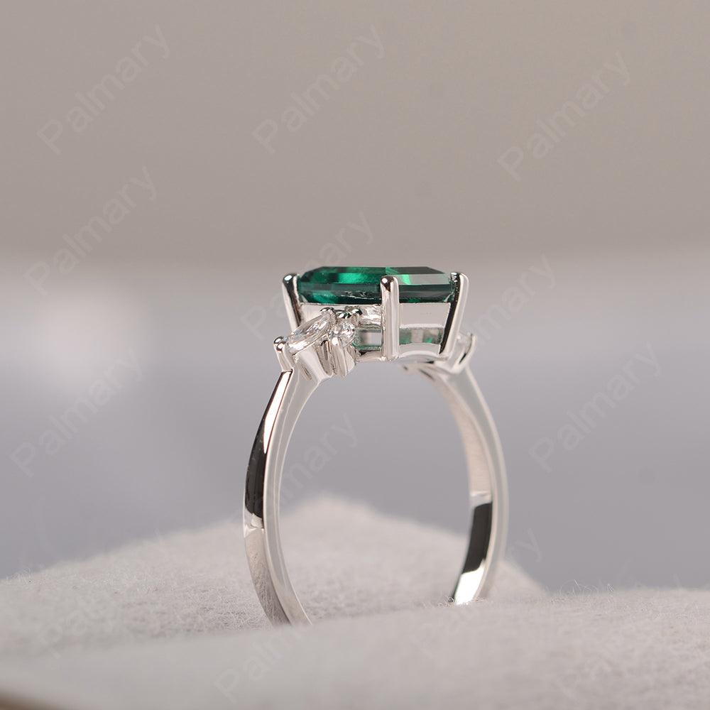 Emerald Cut Emerald Ring Sterling Silver - Palmary