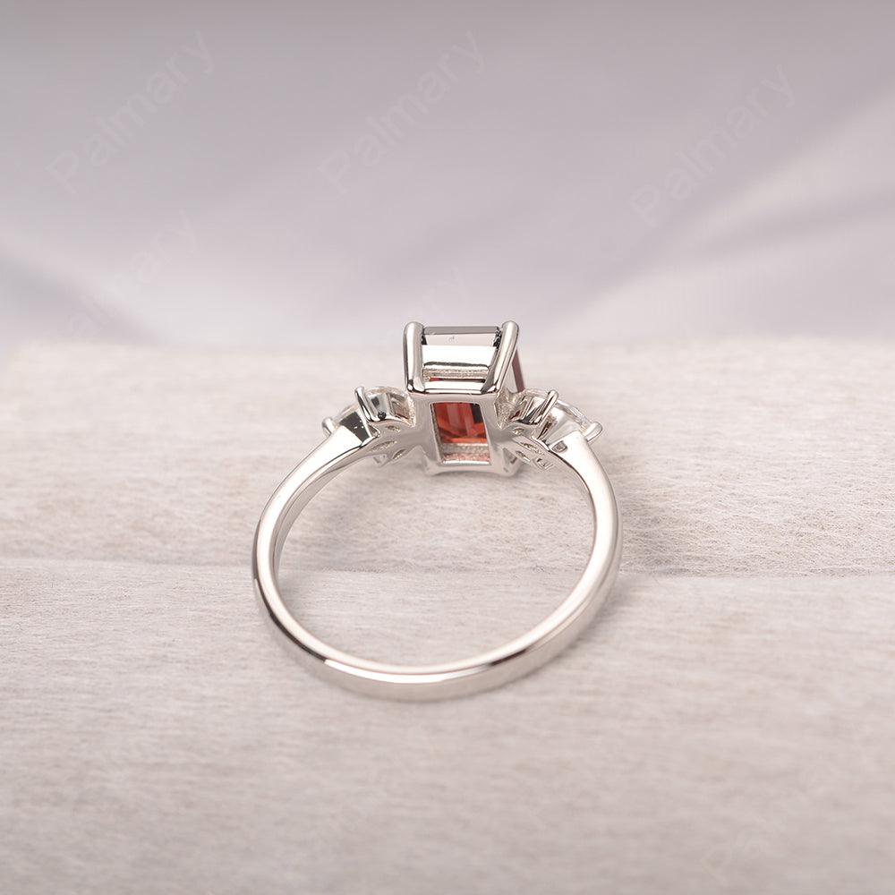 Emerald Cut Garnet Ring Sterling Silver - Palmary