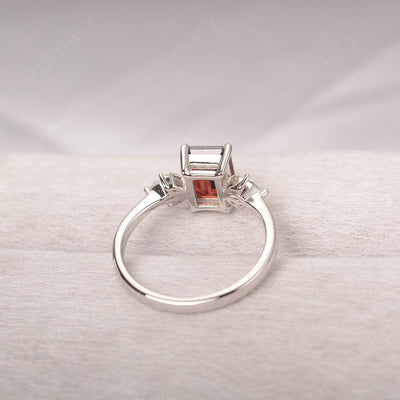 Emerald Cut Garnet Ring Sterling Silver - Palmary