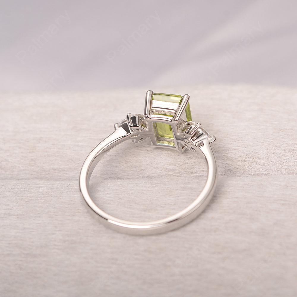 Emerald Cut Peridot Ring Sterling Silver - Palmary