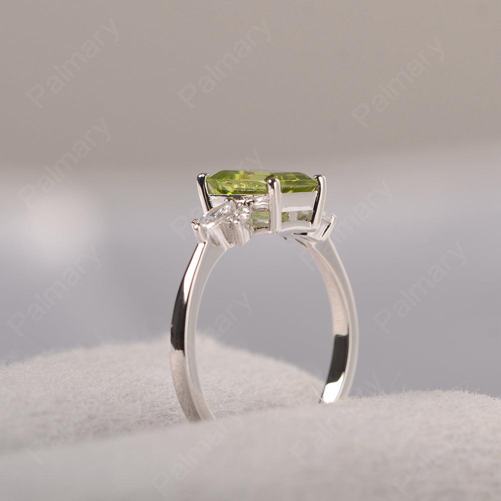 Emerald Cut Peridot Ring Sterling Silver - Palmary