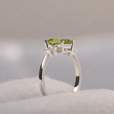 Emerald Cut Peridot Ring Sterling Silver - Palmary