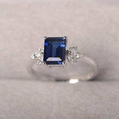 Emerald Cut Sapphire Ring Sterling Silver - Palmary