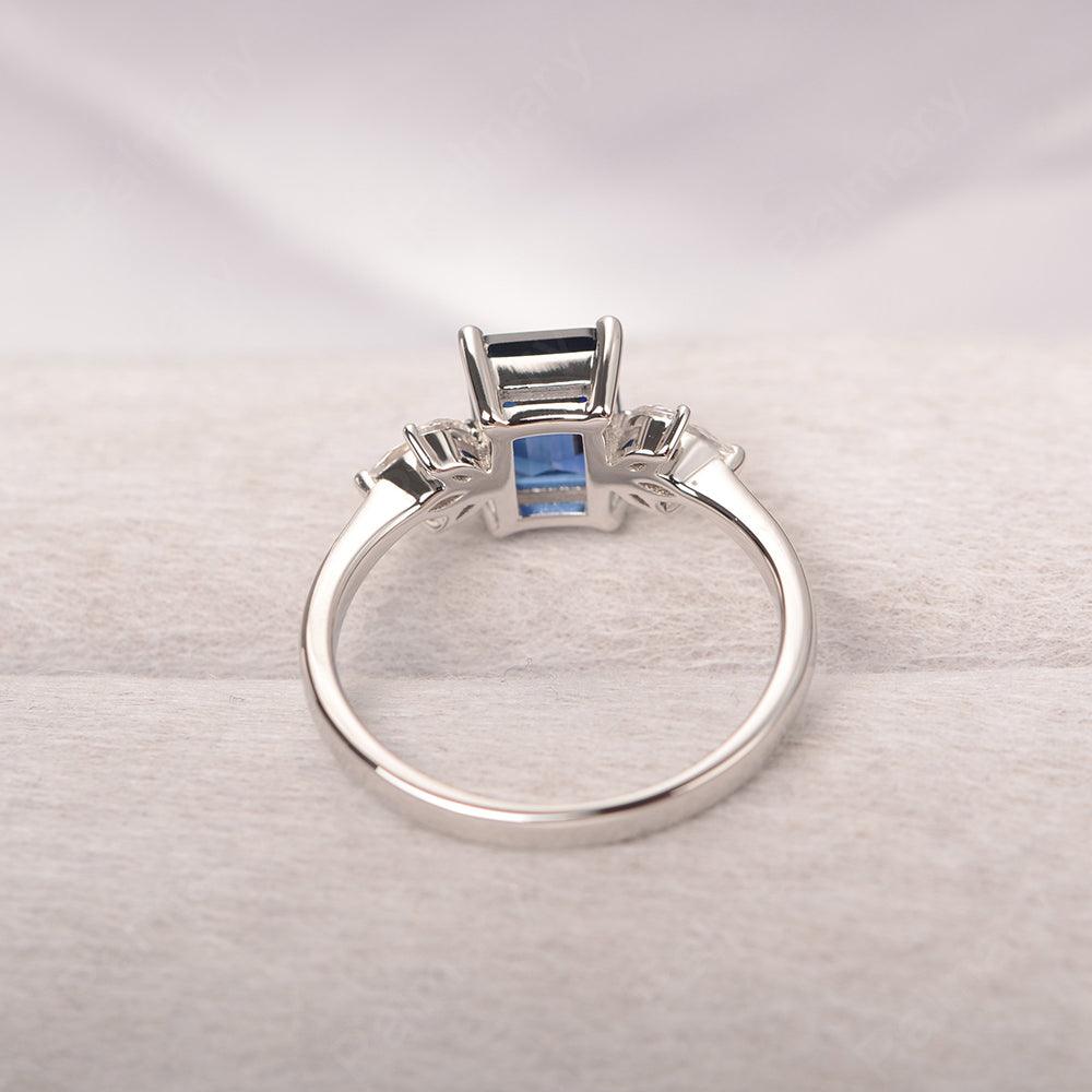 Emerald Cut Sapphire Ring Sterling Silver - Palmary