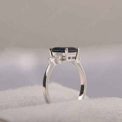 Emerald Cut Sapphire Ring Sterling Silver - Palmary