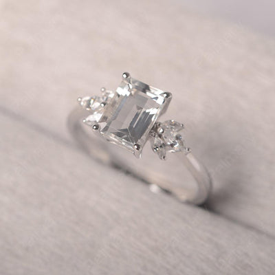 Emerald Cut White Topaz Ring Sterling Silver - Palmary