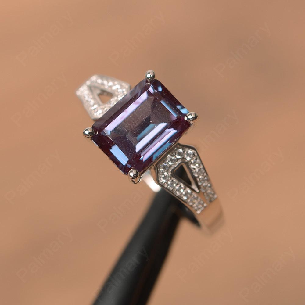 Emerald Cut Split Alexandrite Engagement Rings - Palmary