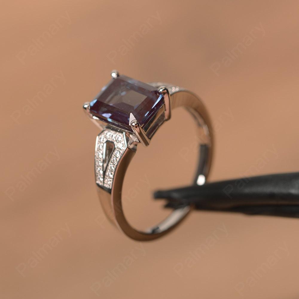 Emerald Cut Split Alexandrite Engagement Rings - Palmary