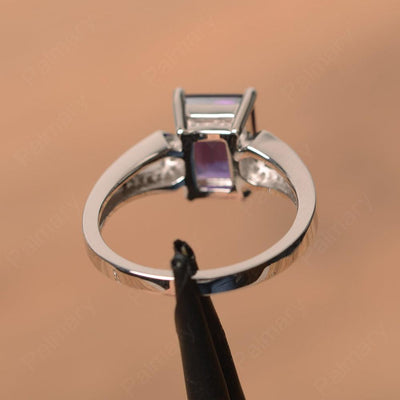 Emerald Cut Split Amethyst Engagement Rings - Palmary