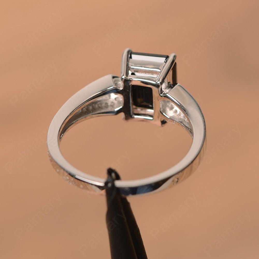 Emerald Cut Split Black Spinel Engagement Rings - Palmary