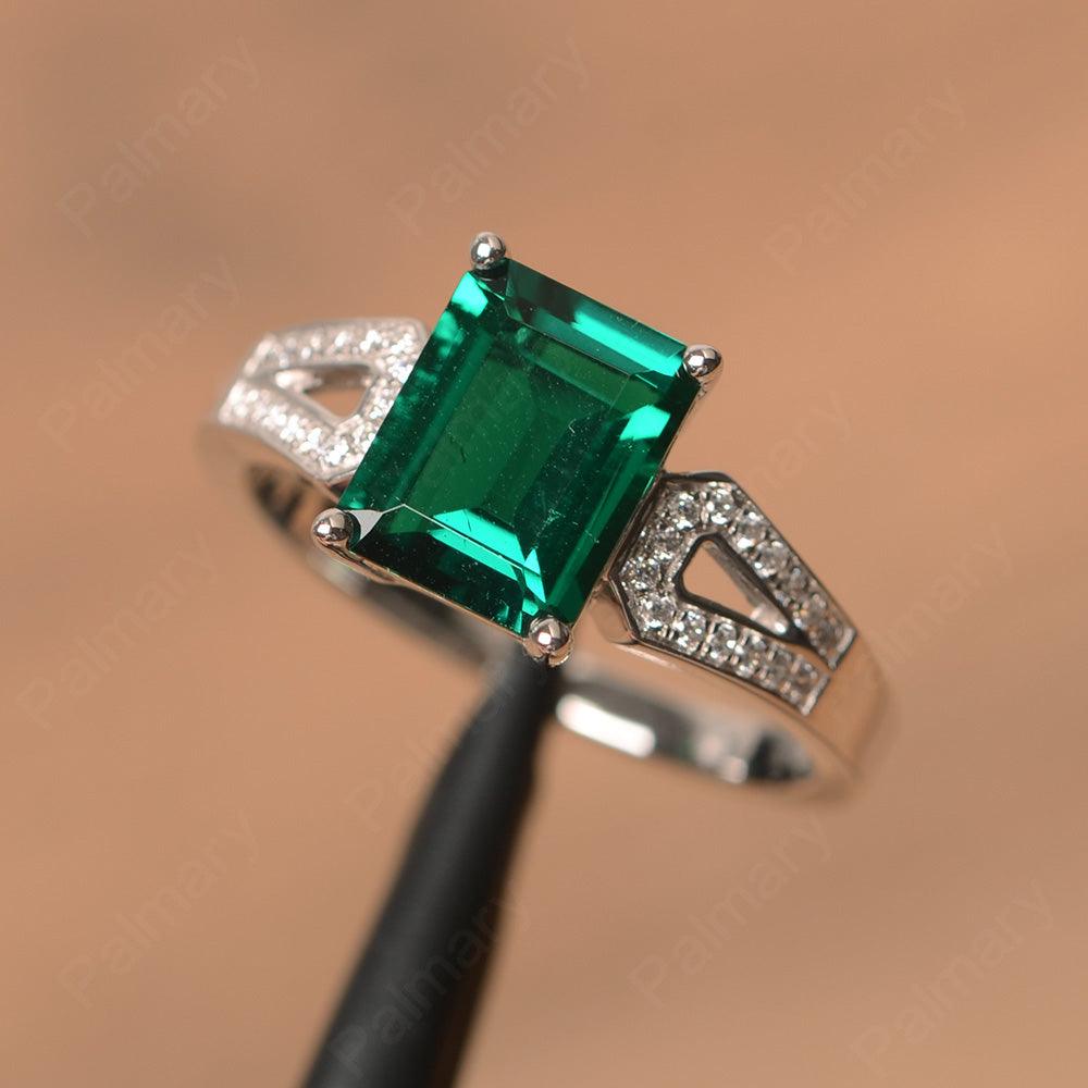 Emerald Cut Split Emerald Engagement Rings - Palmary