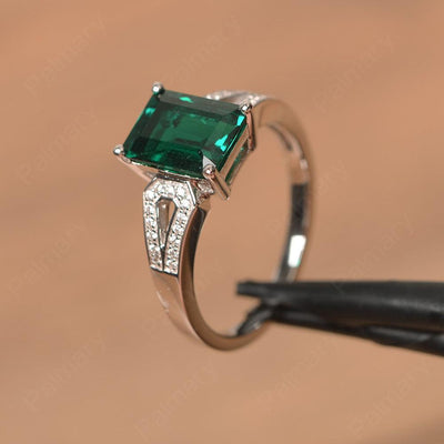 Emerald Cut Split Emerald Engagement Rings - Palmary
