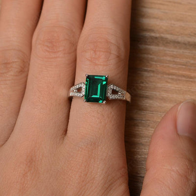 Emerald Cut Split Emerald Engagement Rings - Palmary