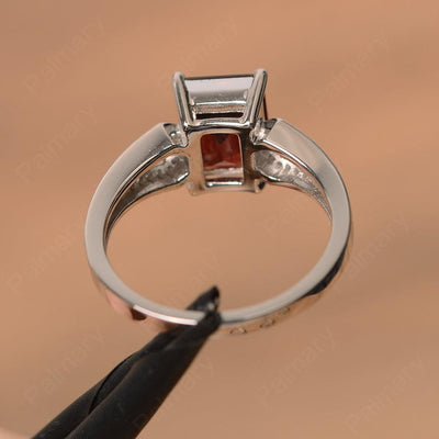Emerald Cut Split Garnet Engagement Rings - Palmary