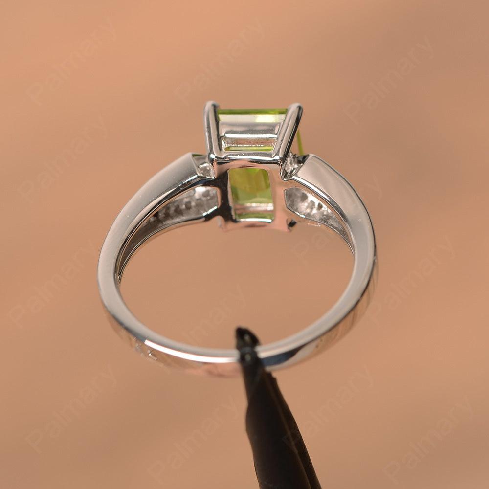 Emerald Cut Split Peridot Engagement Rings - Palmary