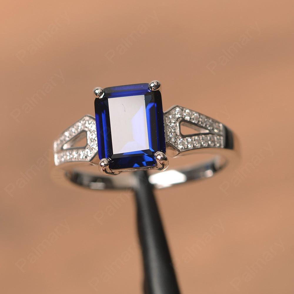 Emerald Cut Split Sapphire Engagement Rings - Palmary