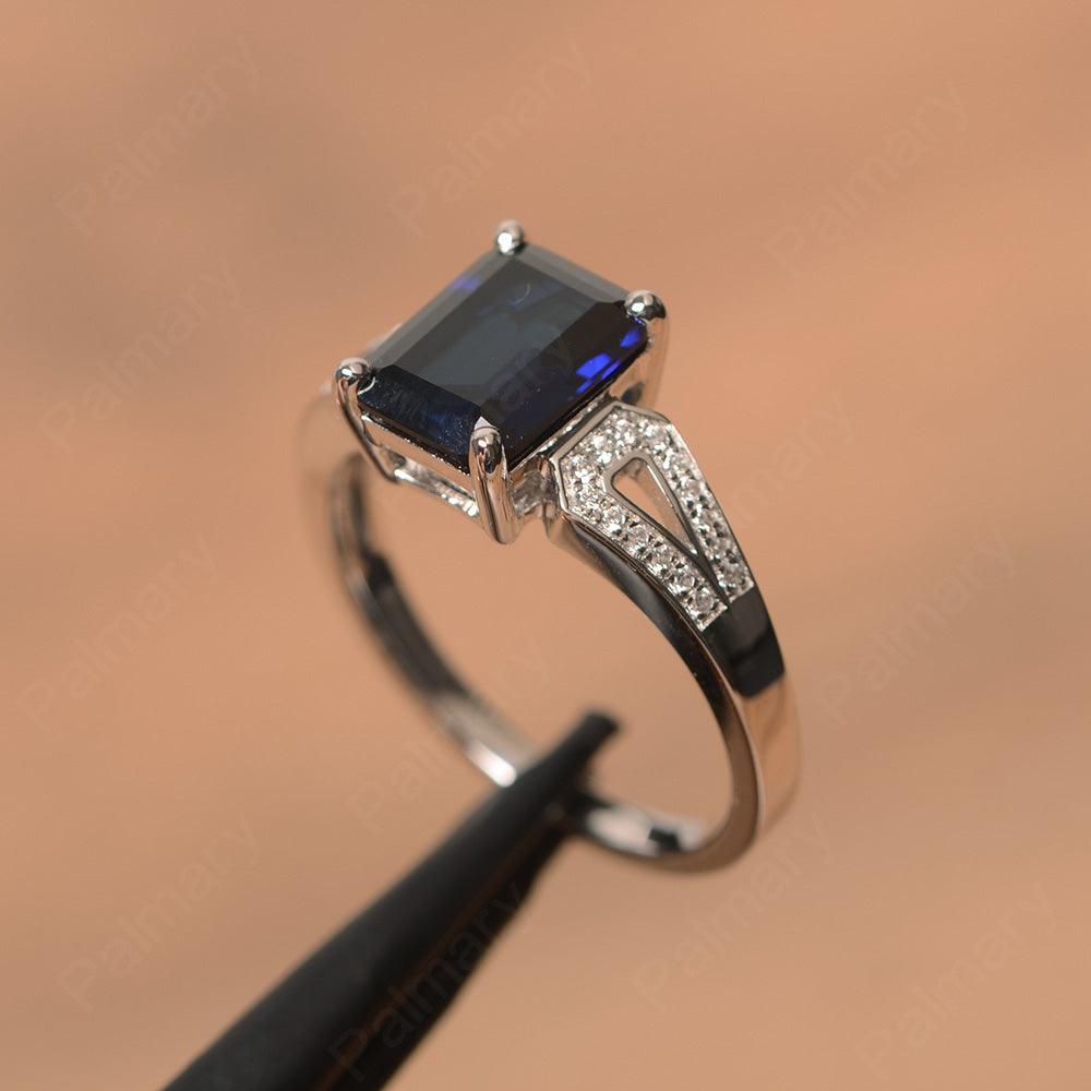 Emerald Cut Split Sapphire Engagement Rings - Palmary
