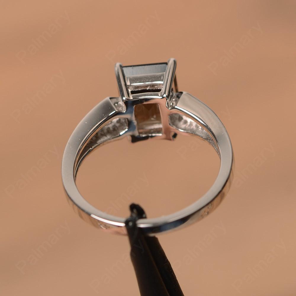 Emerald Cut Split Smoky Quartz  Engagement Rings - Palmary