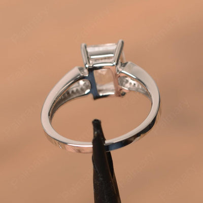 Emerald Cut Split White Topaz Engagement Rings - Palmary