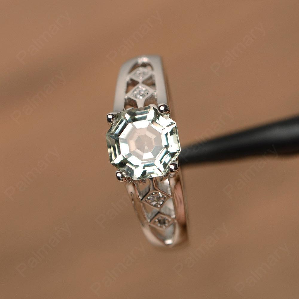Vintage Octagon Cut Green Amethyst Rings - Palmary