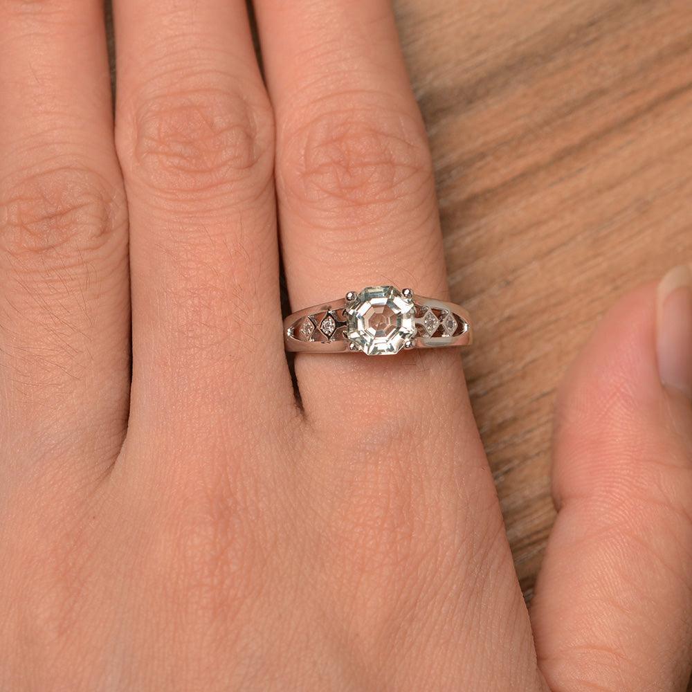 Vintage Octagon Cut Green Amethyst Rings - Palmary