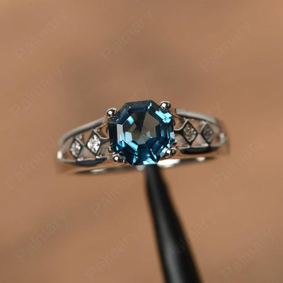 Vintage Octagon Cut London Blue Topaz Rings - Palmary