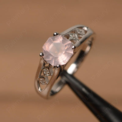 Vintage Octagon Cut Rose Quartz Rings - Palmary